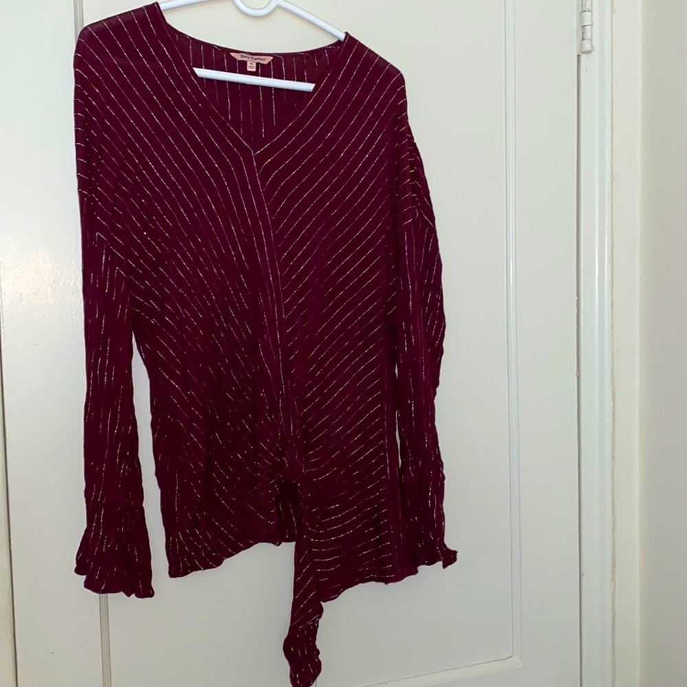 Juicy couture red wine stripe long sleeve size: XL